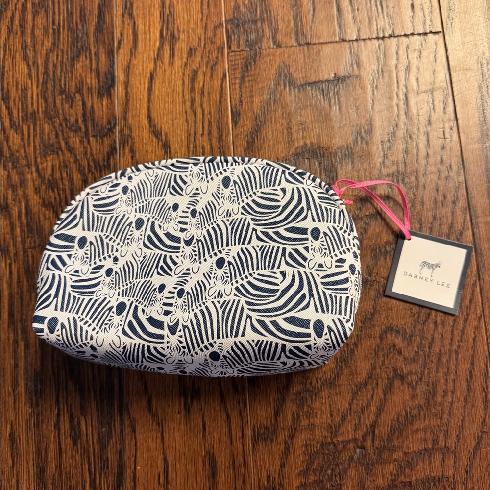 Dabney Lee Navy & White Cosmetic Pouch with Zebra print. Absolutely fun